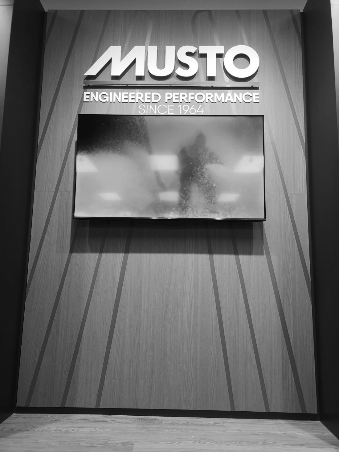 Musto feature wall with built-up lettering